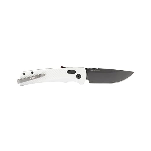 SOG Flash AT Daily Carry Ambidextrous Pocket Compact Folding Knife | Ergonomic Handle for Enhanced Grip | D2 Steel Blade, Concrete/Cool Gray