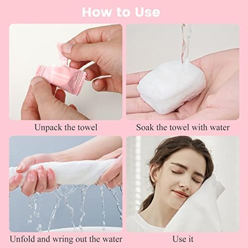 50 Pieces Compressed Towels Tablets, Portable Disposable Cotton Hypoallergenic Dehydrated Expandable Compressed Face Towels Travel Washcloths Coin Tissues for Home Beauty and Outdoors Hiking Camping