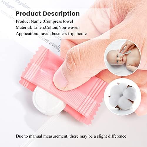 50 Pieces Compressed Towels Tablets, Portable Disposable Cotton Hypoallergenic Dehydrated Expandable Compressed Face Towels Travel Washcloths Coin Tissues for Home Beauty and Outdoors Hiking Camping
