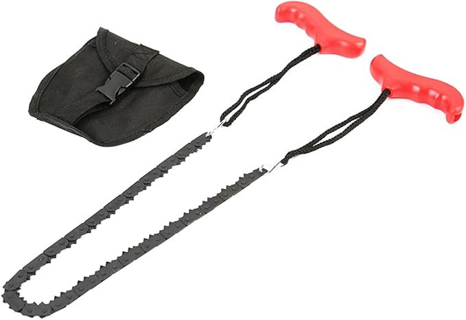 21" Pocket Chainsaw With Handles Survival Saw - Pocket Saw Folding Hand Saw Chain Portable Hand Saw Rope Saw for Trees with Bag Cutting Teeth Camping Saw Folding Wood Saw Hunting Saws