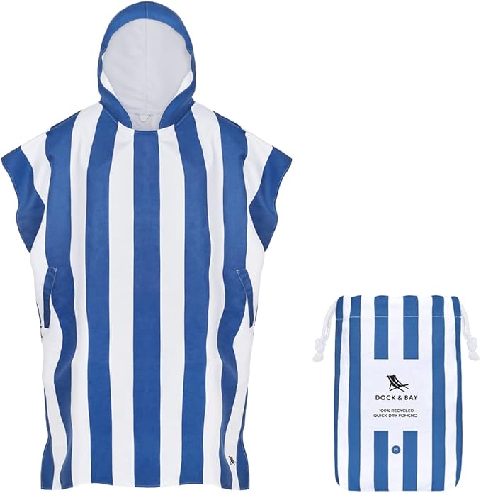 Dock & Bay Adult Poncho - Hooded Towel with Deep Pockets, Changing Robe - Quick Dry - Compact, Lightweight - Includes Bag