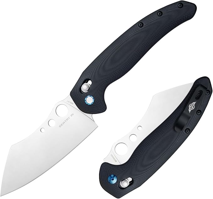 OKNIFE Sentry R1 EDC Pocket Chef Knife, Outdoor Camping Folding Knife with G10 Handle for Cooking, Camping Trip Portable Kitchen Knife with Clip for Men(Black)