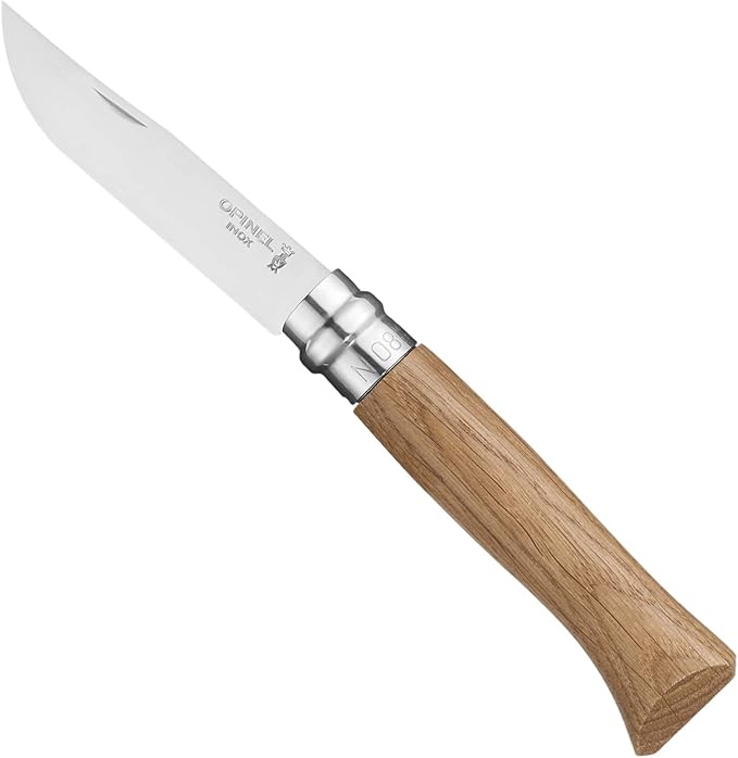 Opinel No8 Stainless Steel Folding Pocket Knife – Premium Wood Handles