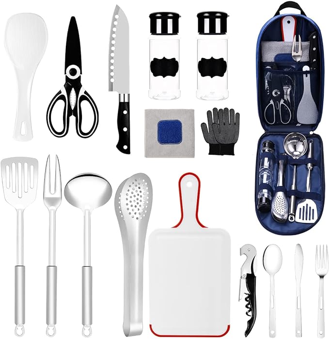 Camping Essentials Camping Accessories Gear Must Haves Camper Tent Camping Kitchen Rv Cooking Set Camping Cooking Utensils Set Supplies Gadgets Outdoor Stove Portable Picnic Gifts BBQ Stuff