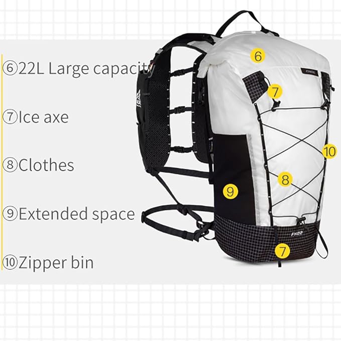 AONIJIE 22L Hiking Backpack for Men Women Adjustable Multifunctional Backpacking Running Hydration for Climbing Camping (White)