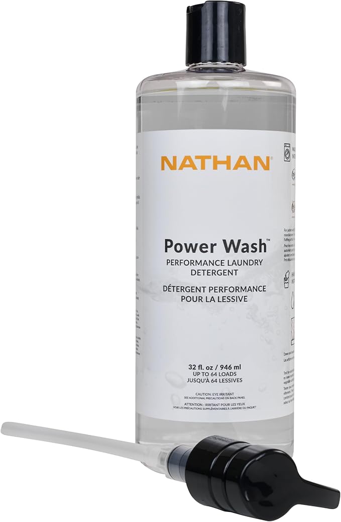 Nathan Power Wash Detergent, Natural Sport Detergent for Active Wear, Sports Equipment, Gets Rid of Odors and Stains
