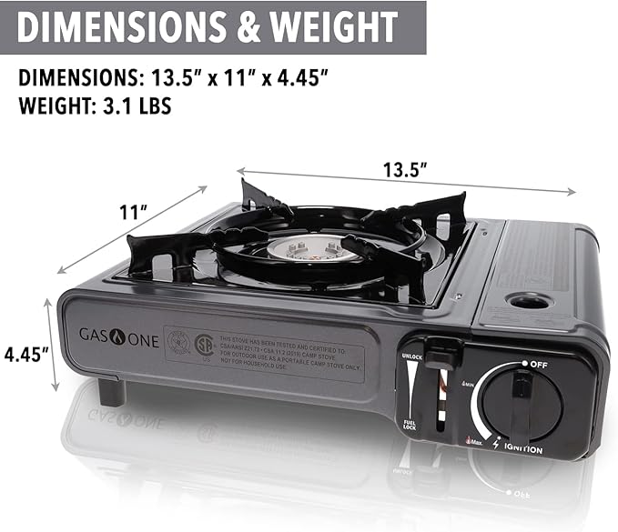 Gas One Butane Gas Stove with 4 Fuel Canister Catridge - Gray