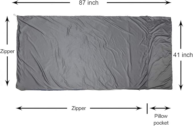 Browint Premium Sleeping Bag Liner with All Around Two-Way Zippers, 87"x41" Extra Wide Sleeping Sack for Hotel, Breathable Lightweight Travel Sheet, Multifunctional Bed Sheet for Camping, All Seasons