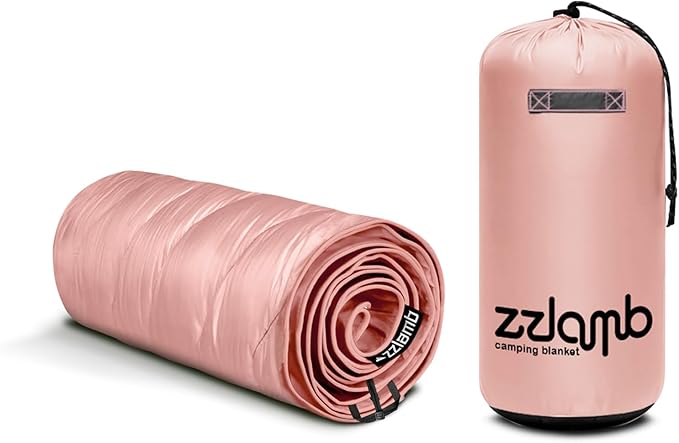 zzlamb Camping Blanket, Lightweight Cloak Puffy Down Alternative Travel Blanket, Portable & Windproof Warm Outdoor Blanket, Cozy Quilt Plane Car Picnic Hammock Beach Backpacking, 52x75in