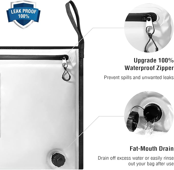 Buffalo Gear Insulated Fish Cooler - Leakproof Kill Bag with 2 Reusable Cooler Ice Packs - Portable Waterproof Zipper