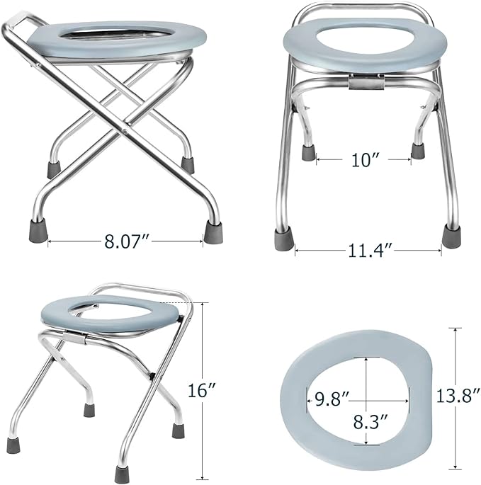 BLIKA Portable Toilet for Camping, 400LBS Weight Capacity Portable Camping Toilet, Folding Toilet, Stainless Steel Portable Toilet Seat, Portable Toilet Travel Toilet Car Toilet