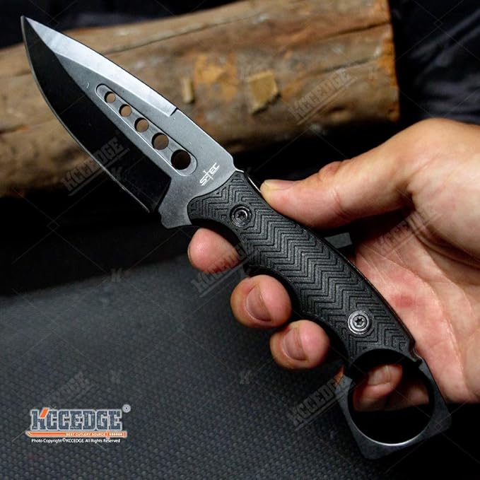 KCCEDGE BEST CUTLERY SOURCE Tactical Knife Hunting Knife Survival Knife Fixed Blade Knife Razor Sharp Edge Camping Accessories Camping Gear Survival Kit Survival Gear Tactical Gear 76162 (Black)