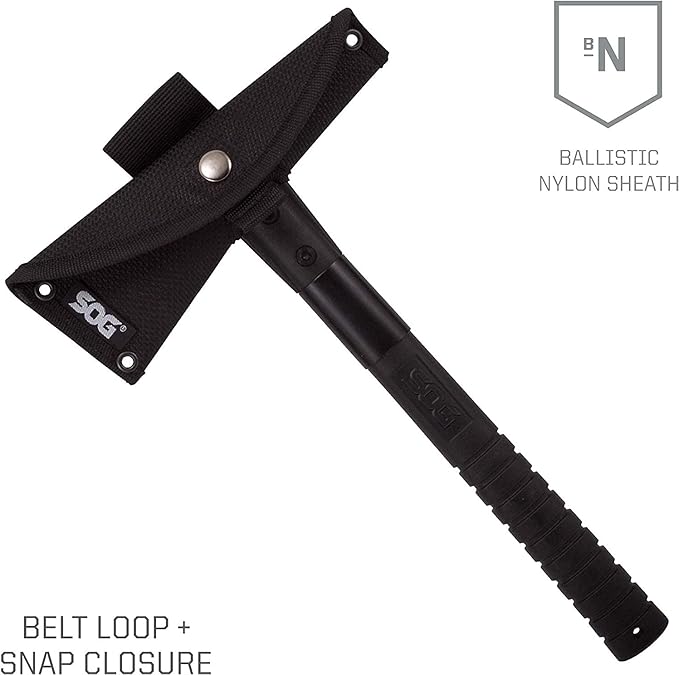 SOG FastHawk Polished Tomahawk - Tactical Axe with Sheath, Throwing Hatchet w/ Hammer Axe Edge for Competition Throwing, Camping, Hunting (F06PN-CP)