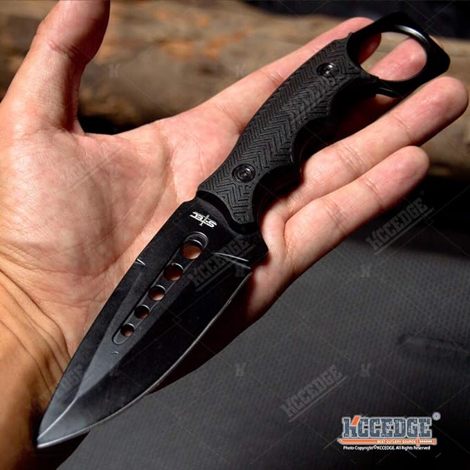 KCCEDGE BEST CUTLERY SOURCE Tactical Knife Hunting Knife Survival Knife Fixed Blade Knife Razor Sharp Edge Camping Accessories Camping Gear Survival Kit Survival Gear Tactical Gear 76162 (Black)