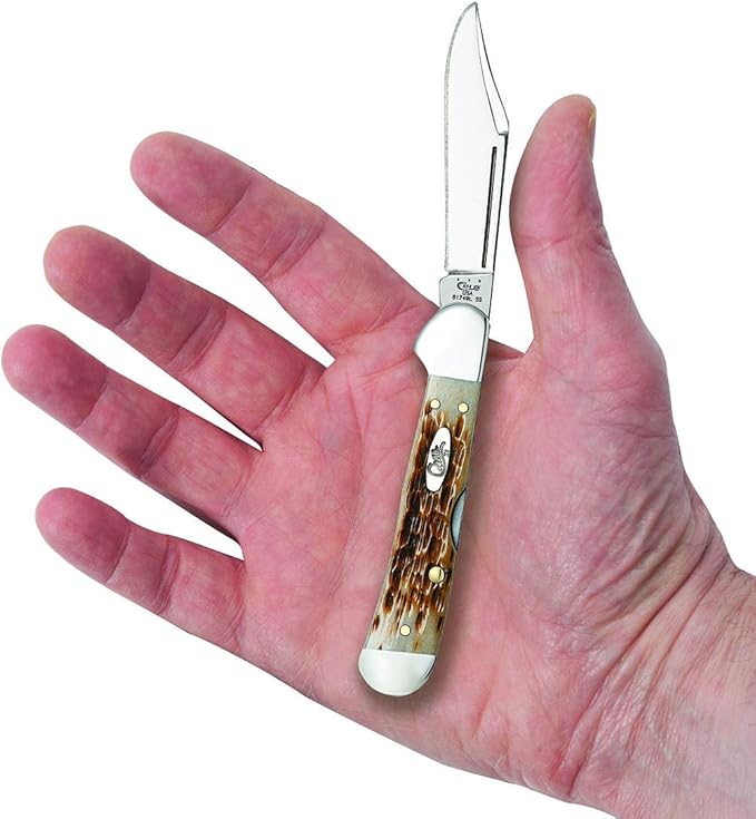 Case XX WR Pocket Knife Mini Copperlock Amber Bone W/Shield Item #133 (61749L SS) 3 5/8 inches Closed