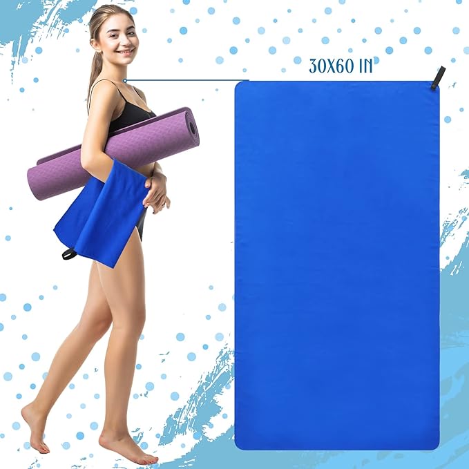 Mixweer Oversized Microfiber Beach Towel Bulk 30 x 60 Large Microfiber Travel Towel Lightweight Quick Dry Body Towel for Cruise Holiday Camping Backpacking Hiking Swimming Sport(Stylish Colors, 6 Pcs)