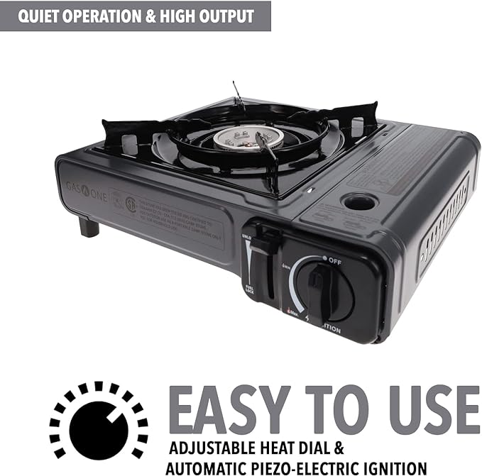 Gas One Butane Gas Stove with 4 Fuel Canister Catridge - Gray