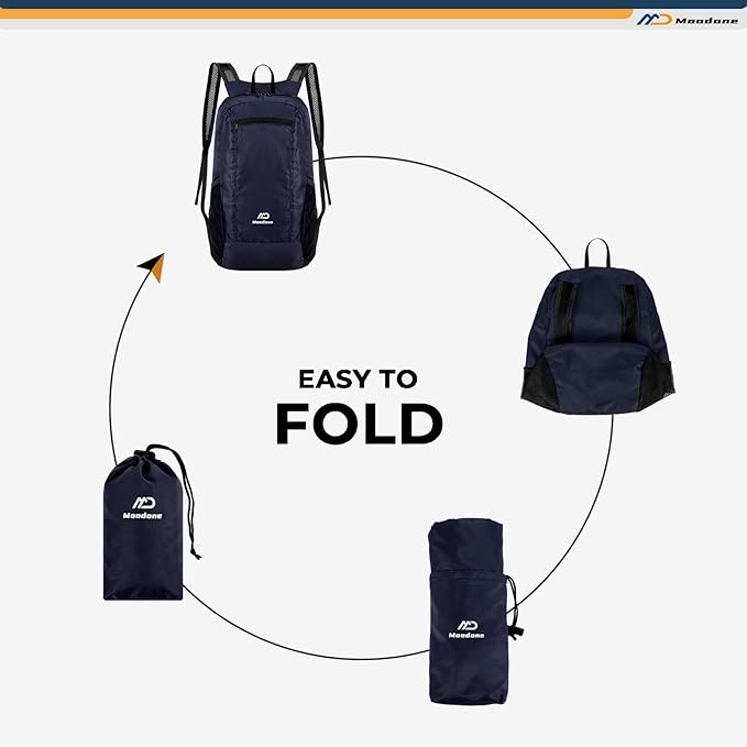 15L Hiking Daypack - Water Resistant Lightweight Packable Backpack for Travel Camping Outdoor - Darkblue