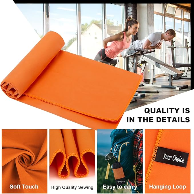 Your Choice Microfiber Travel Towel, Fast Drying Towel for Camping, Travel, Beach, Gym, Backpacking, Sports and Swimming. Sweat Absorbent, Lightweight and Ultra Compact