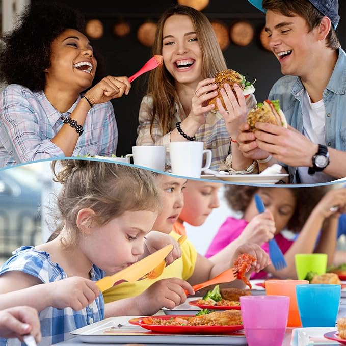 Reusable Travel Utensils Set with Case, 3 Sets Wheat Straw Portable Knife Fork Spoons Tableware, Eco-Friendly BPA Free Plastic Cutlery Travel Picnic Camping Utensils for Kids Adults Daily Use