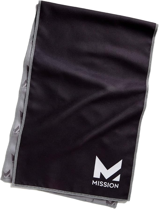 Mission Original Cooling Towel, Black - Soft, Durable Microfiber - Cools Up to 2 Hours - UPF 50 Sun Protection - Machine Washable