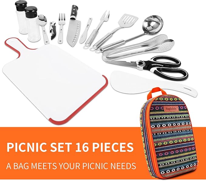 Camping Essentials Camping Accessories Gear Must Haves Camper Tent Camping Kitchen Rv Cooking Set Camping Cooking Utensils Set Supplies Gadgets Outdoor Stove Portable Picnic Gifts BBQ Stuff