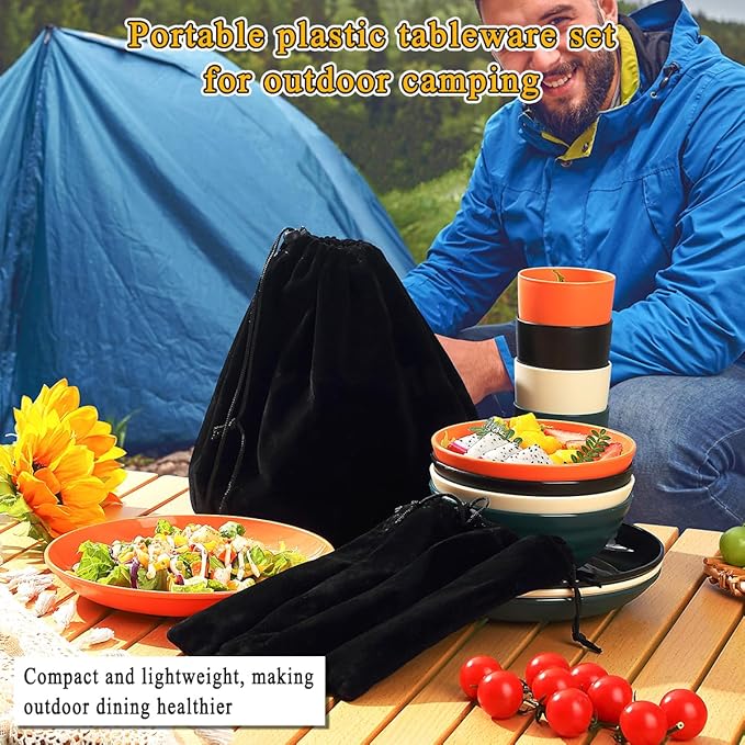 Kyraton Camping Utensils, Camping Mess Kit for Travel, Camping, Picnic, Outdoor, Camping Gear Include Knife, Spoon, Fork Silverware Set, Cup, Bowl, Plate, Camping Essentials for 1