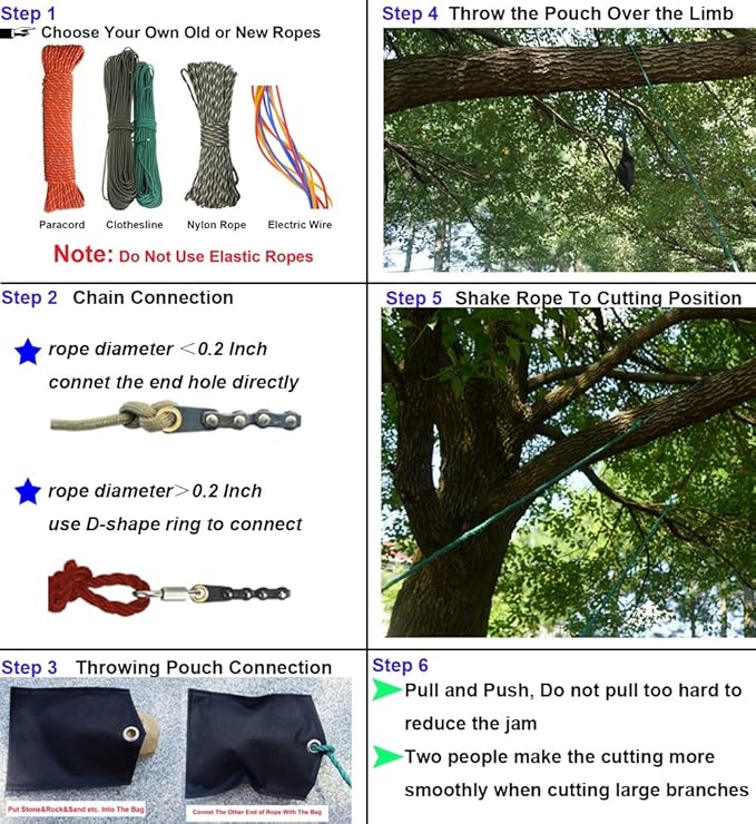 48 Inch High Reach Tree Limb Hand Rope Chain Saw for Tree Trimming-Upgraded Pocket Manual Chainsaw with 62 Sharp Blades on Both Sides for Gardening Camping Survival Gear