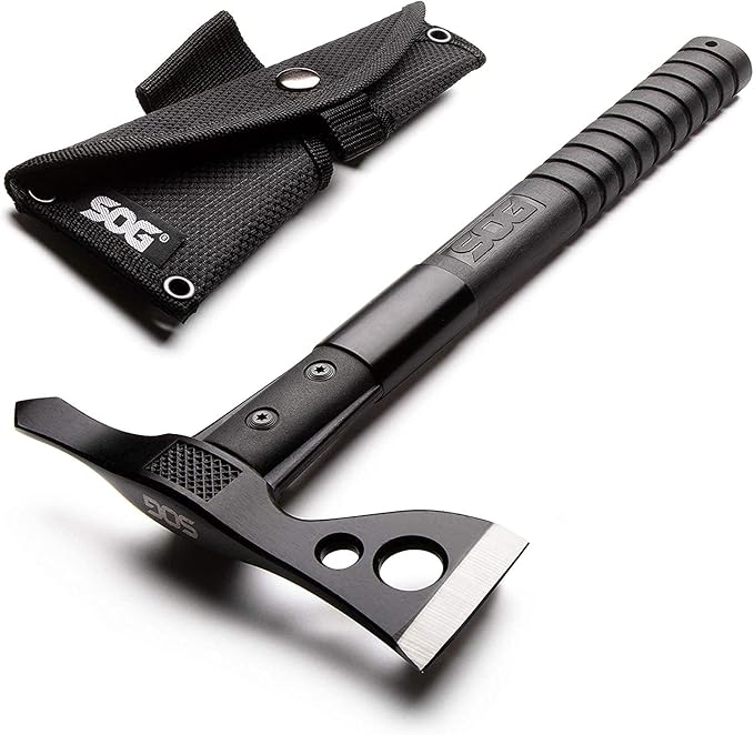 SOG FastHawk Polished Tomahawk - Tactical Axe with Sheath, Throwing Hatchet w/ Hammer Axe Edge for Competition Throwing, Camping, Hunting (F06PN-CP)