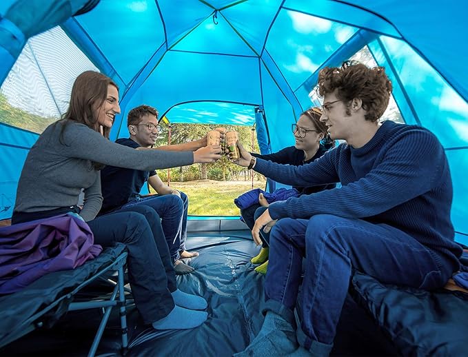 KAZOO 2/4 Person Camping Tent Outdoor Waterproof Family Large Tents 2/4 People Easy Setup Tent with Porch Double Layer