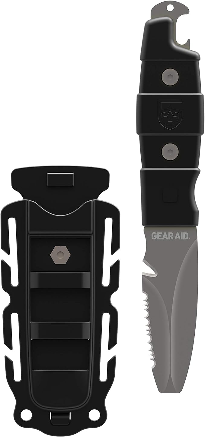 GEAR AID Akua Blunt Tip Paddle Knife with Serrated 3” Blade and Sheath