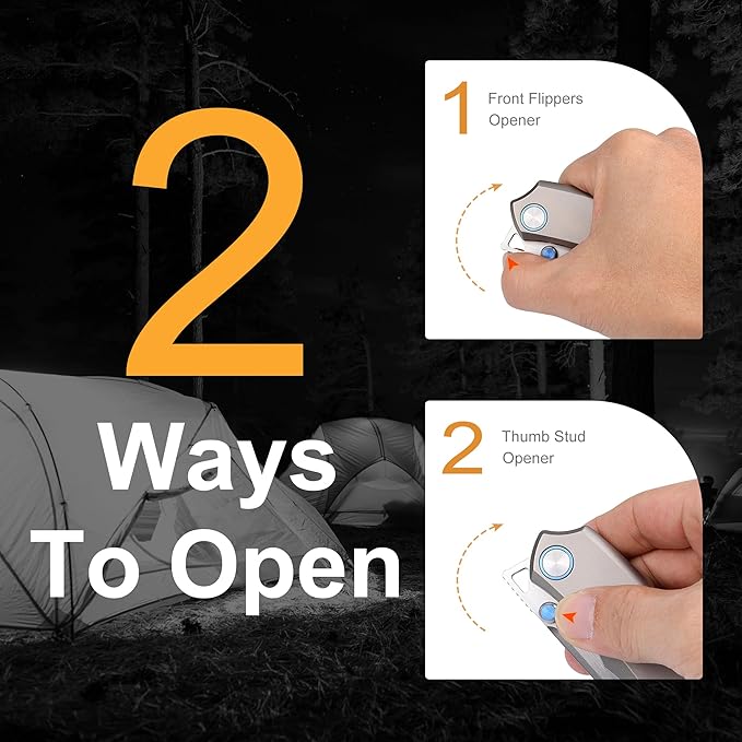 Wild Species Pocket Knife for Men,Manual Grinding Pearlescent Satin M390 Blade Titanium Handle Thumb Stud Opener Front Flipper Folding Knife for Outdoor Camping Hiking(Silver)