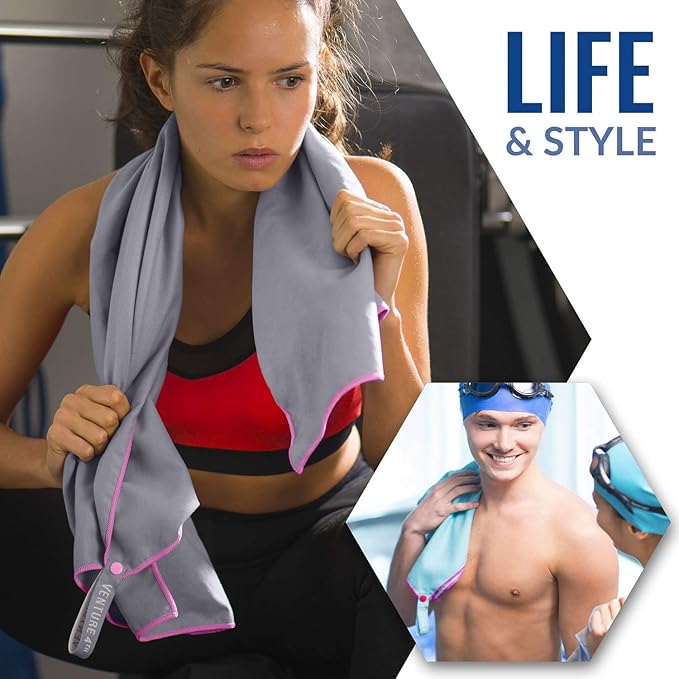 VENTURE 4TH Quick Dry Travel Towel - Fast Drying Ultra Soft Microfiber Towels - Essential for Camping, Backpacking, Yoga, Swimming, Gym, Sports and Beach - 3 Compact Sizes