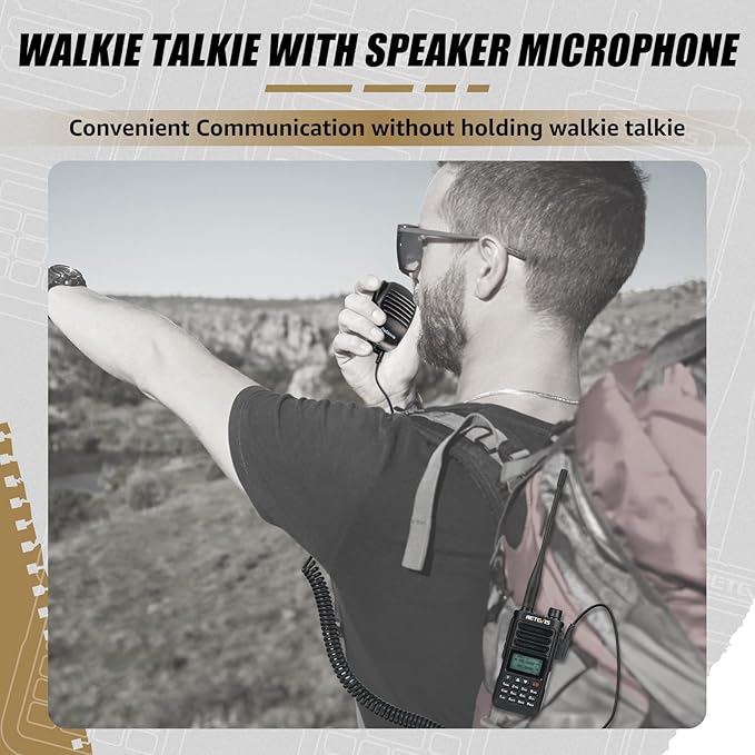 Retevis RA89 Dual Band Ham Radio, Rechargeable Walkie Talkies with Speaker Mic, Handheld 2 Way Radio with 2500mAh Battery, Alarming, IP68 Waterproof, Long Range Walkie Talkie for Amateur(1 Pack)