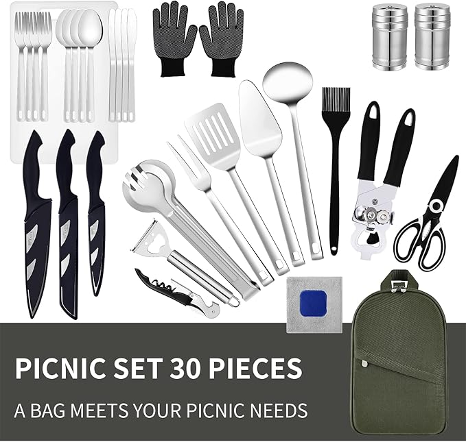 Camping Essentials Camping Accessories Gear Must Haves Camper Tent Camping Kitchen Rv Cooking Set Camping Cooking Utensils Set Supplies Gadgets Outdoor Stove Portable Picnic Gifts BBQ Stuff