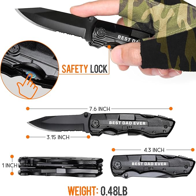 Gift for Dad,Multitool Knife BEST DAD EVER for Camping,Stocking Stuffers Christmas Gifts for Dad,Dad Birthday Gift from Daughter Son,Fathers Day Unique Dad Gifts,Gadget Gifts for Dad