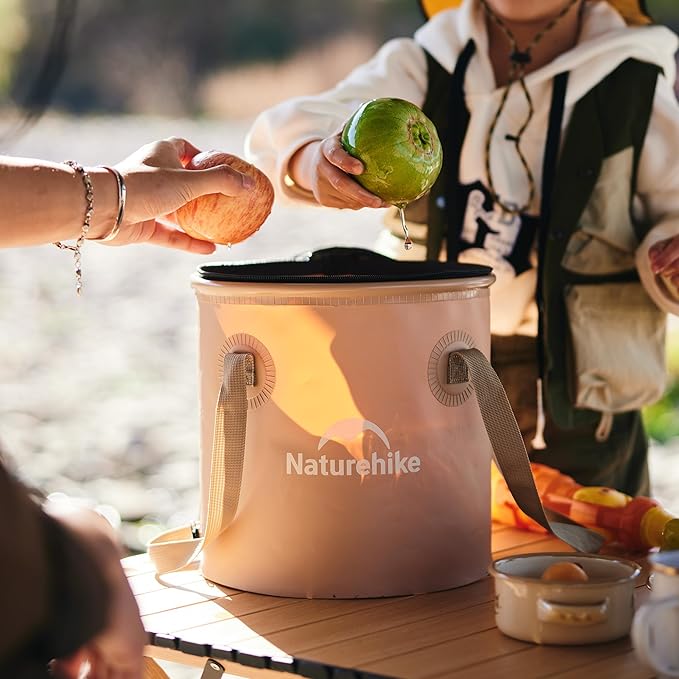 Naturehike 20L Multipurpose Collapsible Bucket, Folding Bucket Wash Basin with Lid & Handle, Portable Water Container for Travelling Camping Hiking Fishing Gardening