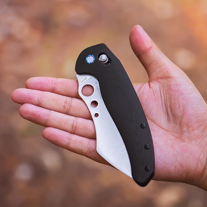 OKNIFE Sentry R1 EDC Pocket Chef Knife, Outdoor Camping Folding Knife with G10 Handle for Cooking, Camping Trip Portable Kitchen Knife with Clip for Men(Black)