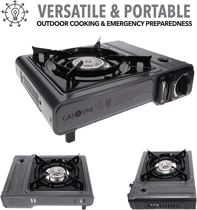 Gas One Butane Gas Stove with 4 Fuel Canister Catridge - Gray