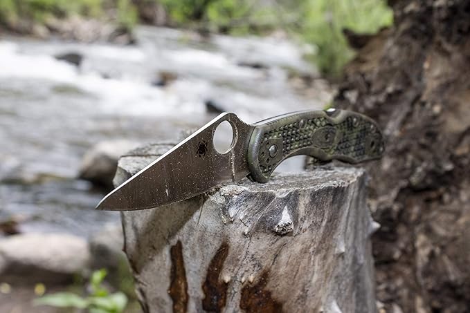 Spyderco Delica 4 Lightweight Signature Knife with 2.90" Saber-Ground Black Steel Blade and FRN Handle - CombinationEdge - C11PSBBK