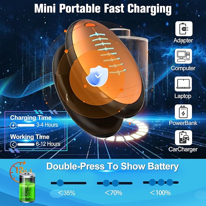 Hand Warmers Rechargeable, 2023 Newest 2 Pack Temperature Electric Portable Heater Football Shape Hand Warmer, Quick Charge Portable Hand Warmer Gift for Christmas Outdoors/Hunting/Golf/Camping
