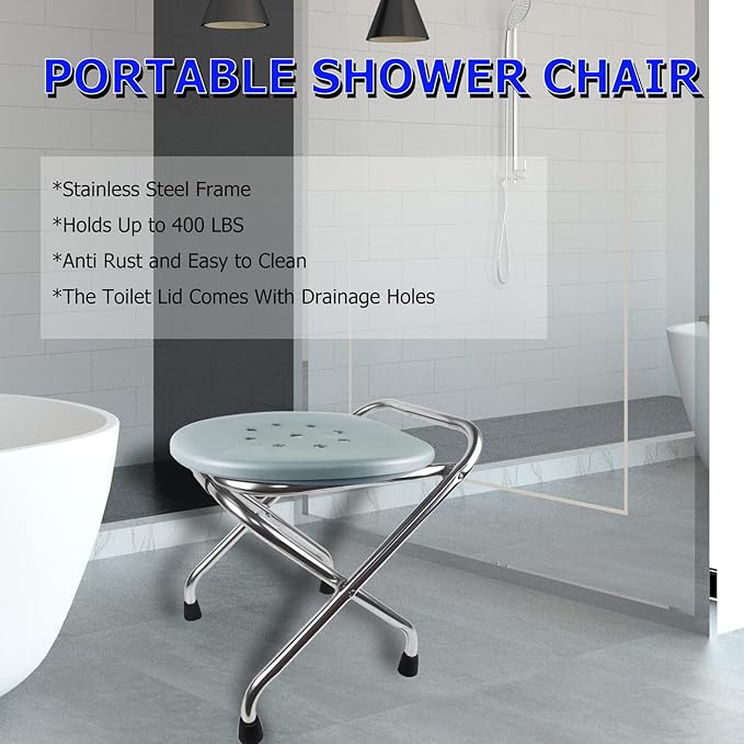 BLIKA Portable Toilet for Camping, 400LBS Weight Capacity Portable Camping Toilet, Folding Toilet, Stainless Steel Portable Toilet Seat, Portable Toilet Travel Toilet Car Toilet