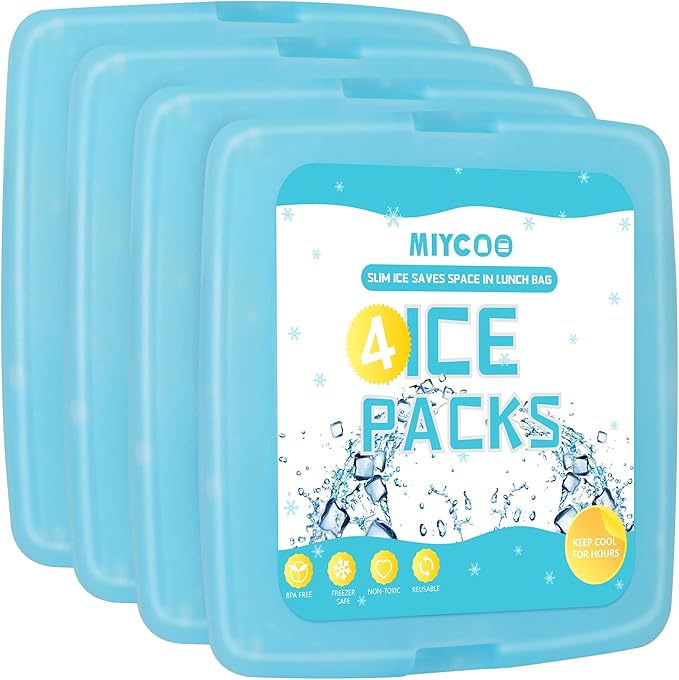MIYCOO Ice Packs for Lunch Boxes & Lunch Bag - Quick Freeze Ice Pack Space Saving Freezer Packs - Reusable Slim Original Cool Pack - Cool Coolers Accessories for Beach, Camping and Fishing