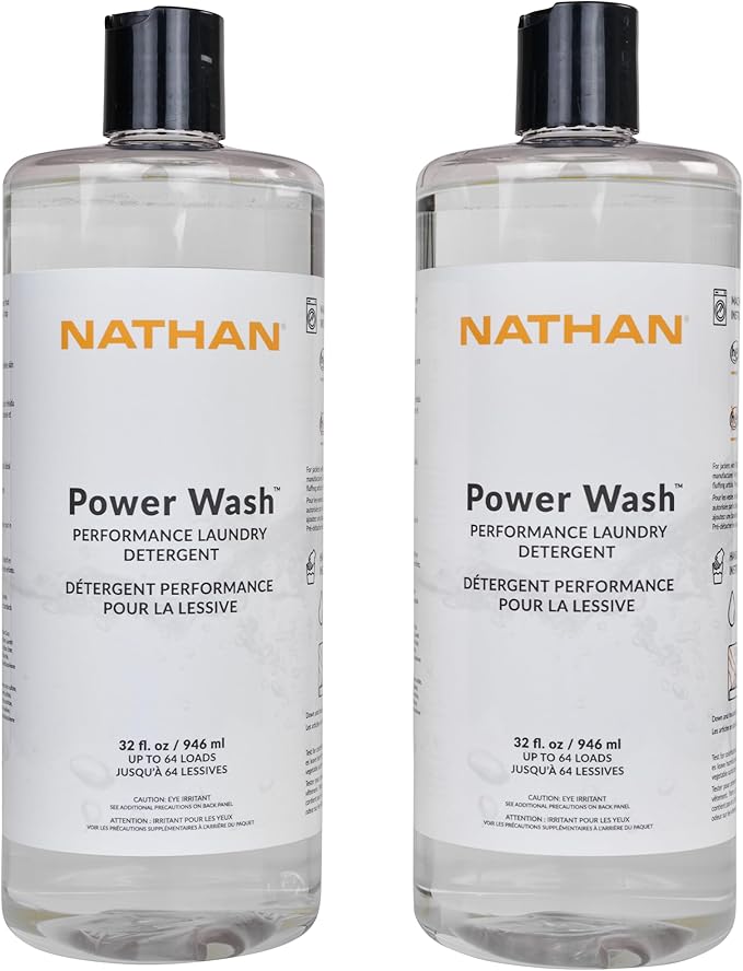 Nathan Power Wash Detergent, Natural Sport Detergent for Active Wear, Sports Equipment, Gets Rid of Odors and Stains