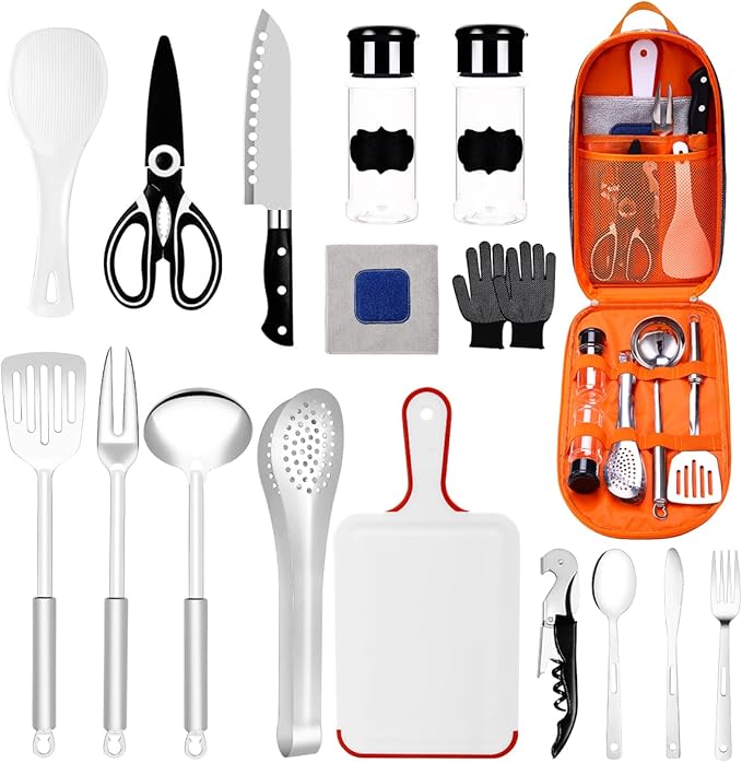 Camping Essentials Camping Accessories Gear Must Haves Camper Tent Camping Kitchen Rv Cooking Set Camping Cooking Utensils Set Supplies Gadgets Outdoor Stove Portable Picnic Gifts BBQ Stuff