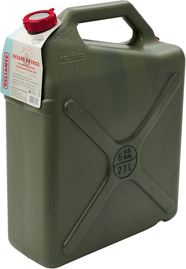 Reliance Products Desert Patrol 6 Gallon Rigid Water Container, Green , 14.8 Inch x 6.3 Inch x 19.0 Inch