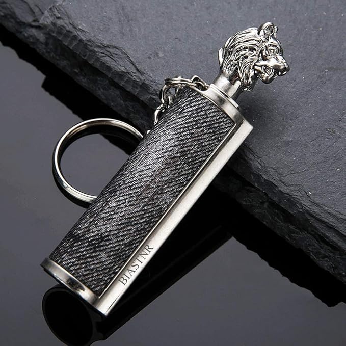 Permanent Match Keychain Lighter, Flint Matchstick Fire Starter Lighter, Reusable Flint Waterproof Camping Emergency Survival Gear (Lion)