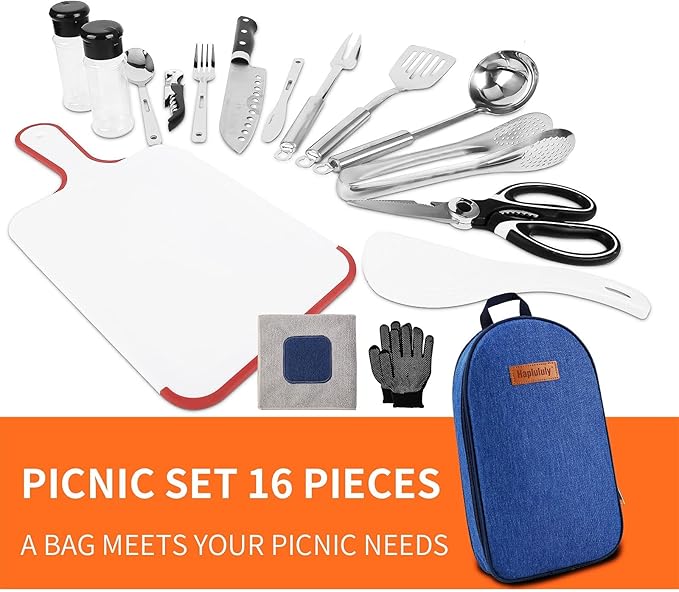 Camping Essentials Camping Accessories Gear Must Haves Camper Tent Camping Kitchen Rv Cooking Set Camping Cooking Utensils Set Supplies Gadgets Outdoor Stove Portable Picnic Gifts BBQ Stuff