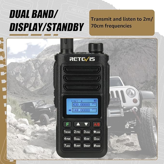 Retevis RA89 Dual Band Ham Radio, Rechargeable Walkie Talkies with Speaker Mic, Handheld 2 Way Radio with 2500mAh Battery, Alarming, IP68 Waterproof, Long Range Walkie Talkie for Amateur(1 Pack)
