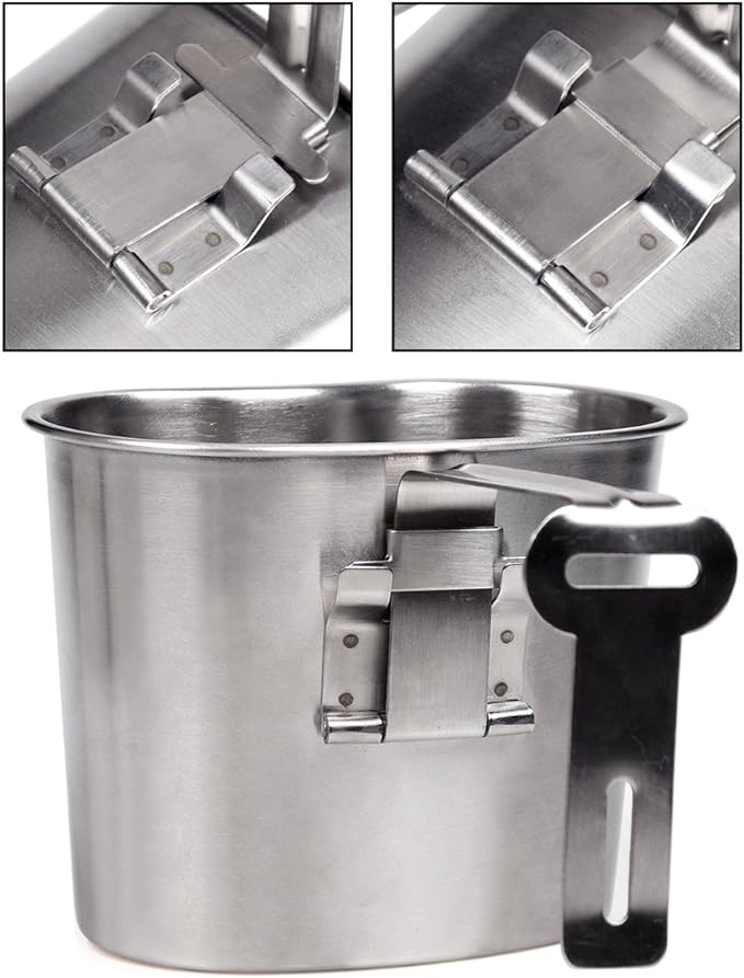 Goetland Stainless Steel WWII US Army Canteen Water Bottler Military Canteen Kit 1QT with 0.5QT Cup Nylon Pouch G.I.